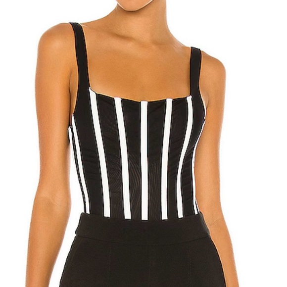 MISHA COLLECTION kyanni bodysuit- XS Black and White Bustier- never worn!! - Picture 1 of 4